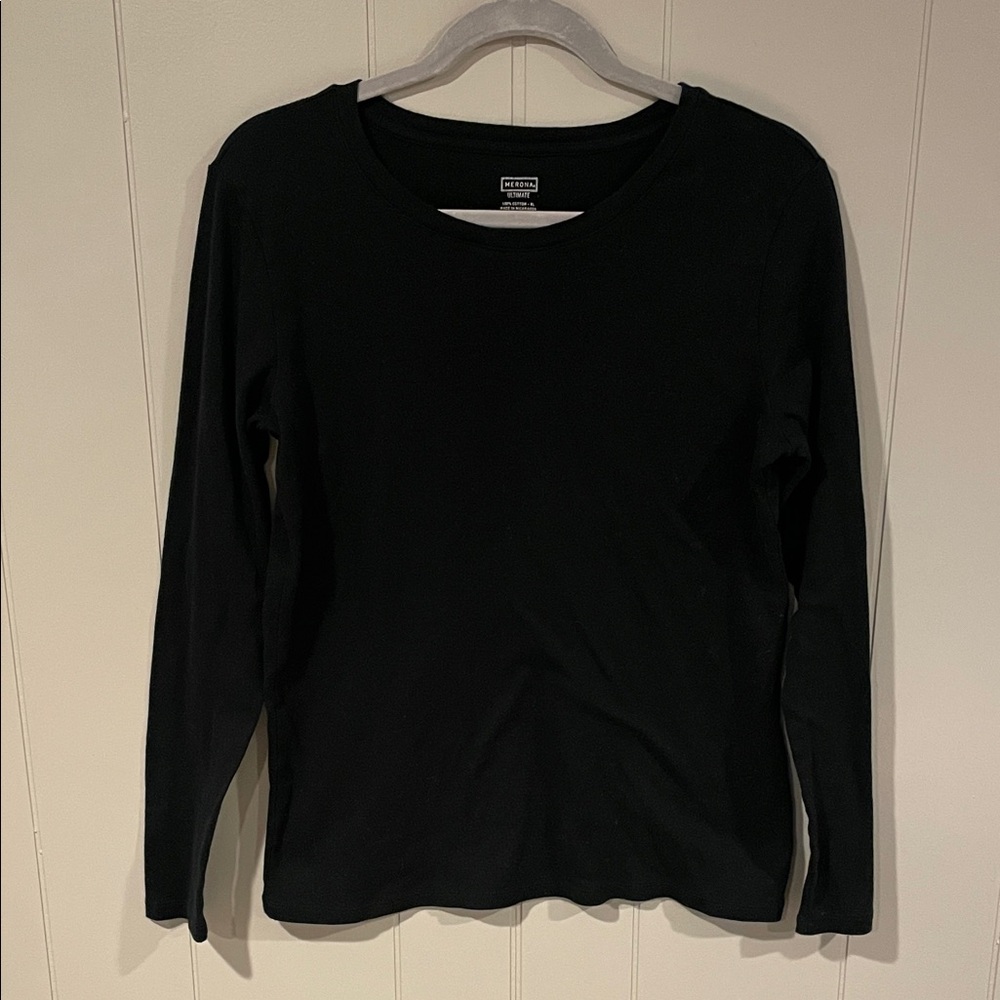 Mossimo Supply Co. Black Long Sleeve Crewneck Top Size Large